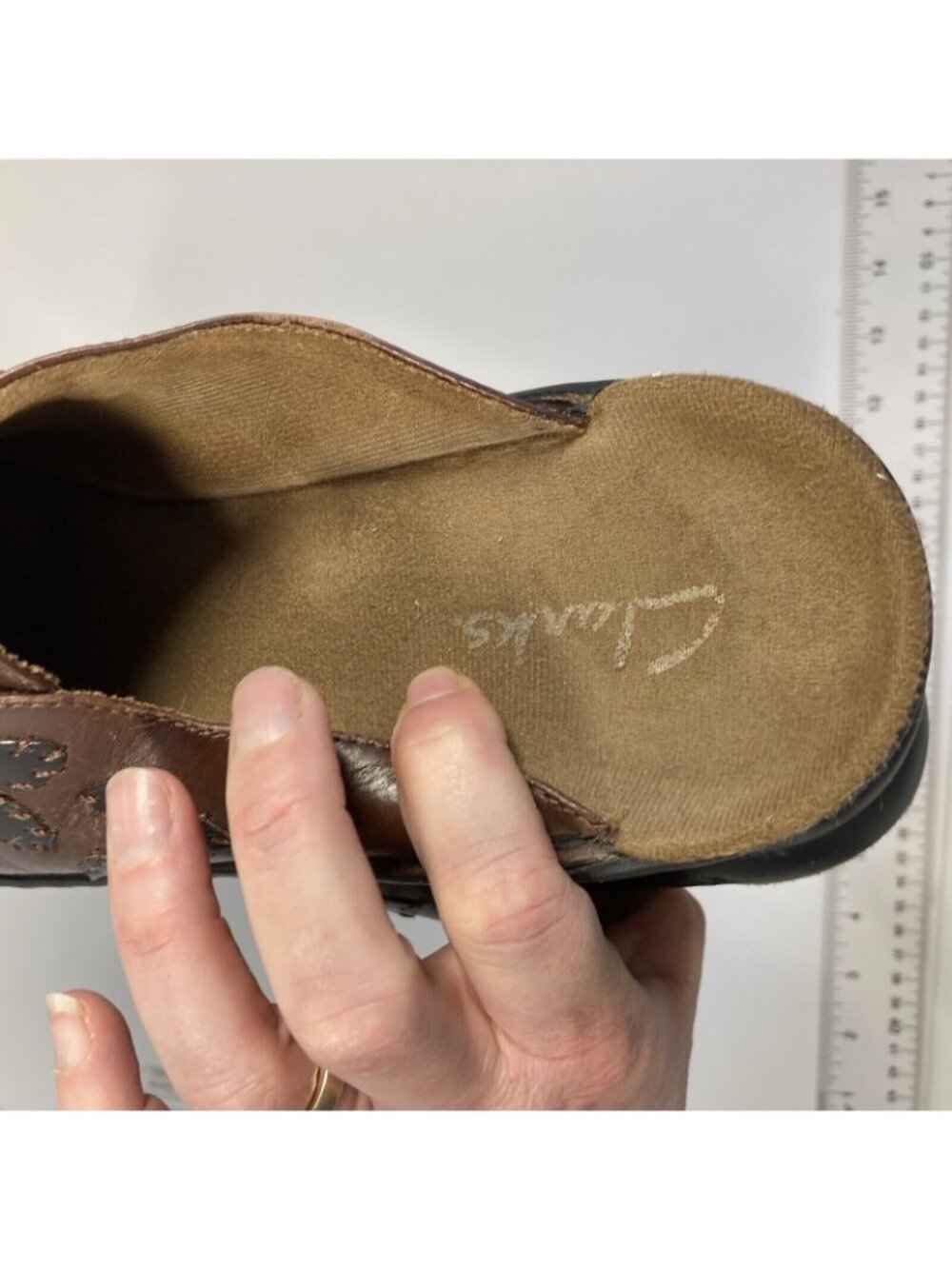 Womens Brown Clarks Slip On Sandals Clogs Size 8 Floral Pattern - Picture 9 of 10